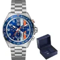 Stainless Steel Gent's TAG HEUER Mod. FORMULA 1 GULF Special Edition Quartz Chronograph Wristwatch, Model Number: FORMULA 1 GULF, in Blue and Orange
