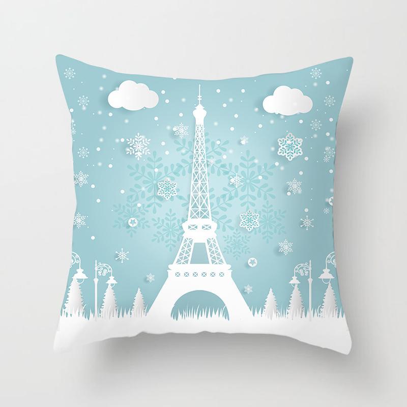 45x45cm Valentine's Day Romantic Paris Tower Hot Air Balloon Pillowcase Home Sofa Cushion Cover