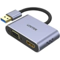 Unitek V1304A USB-A to HDMI 2.0 & VGA Adapter with Dual Monitor Support. Screen