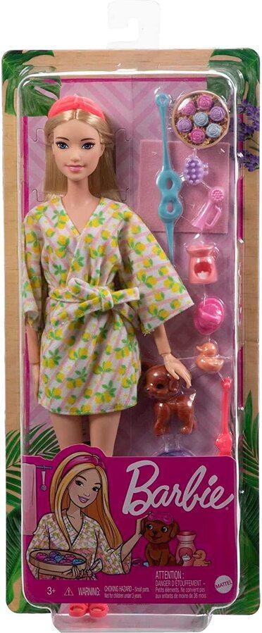 Barbie Self-Care Spa Day Doll Blonde, with Puppy and Accessories HKT90