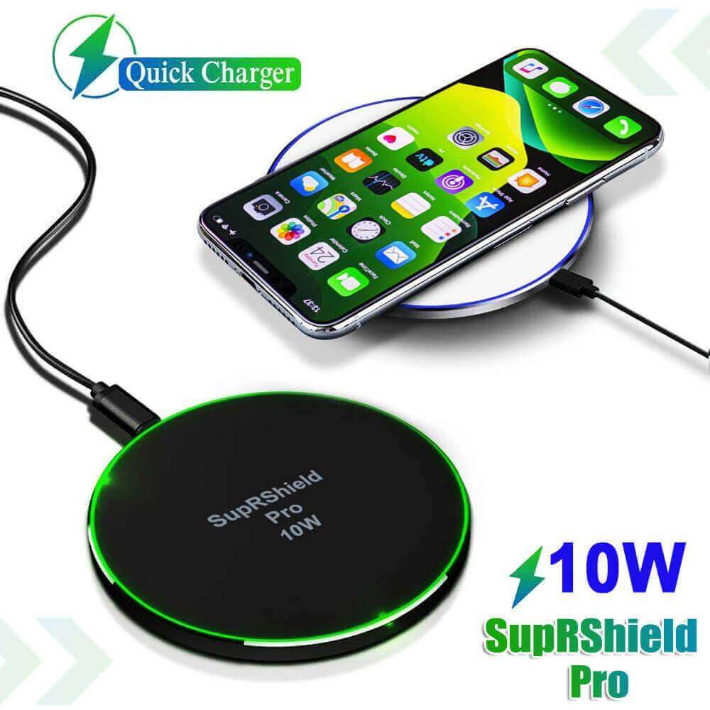 10W SupRShield Universal Qi Wireless Fast Charging Charger Pad for Apple iPhone Samsung Galaxy Google Oppo Huawei LG (Black)