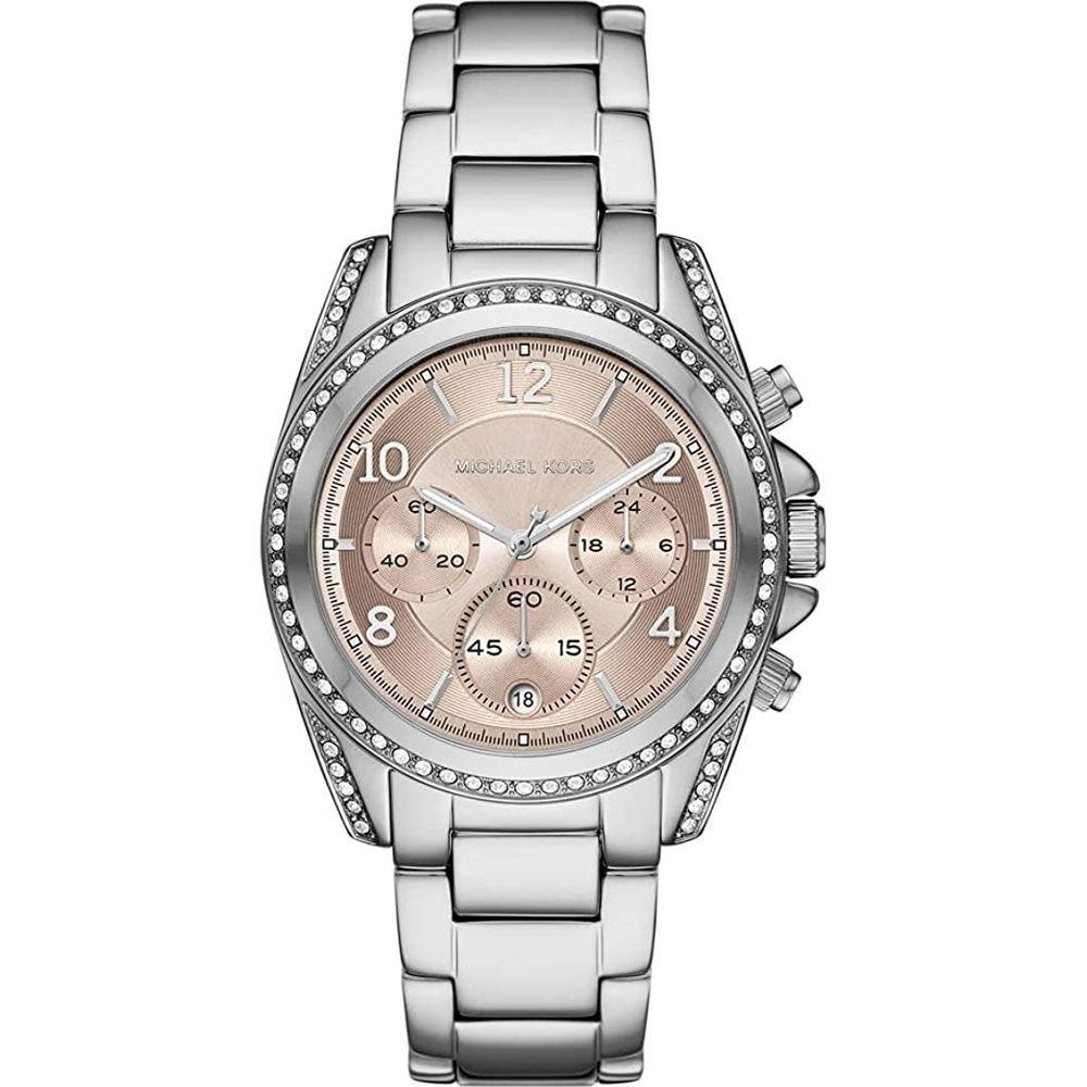 Stainless Steel Lady's Chronograph Wristwatch - Michael Kors Mod. BLAIR 10 ATM 39mm Silver