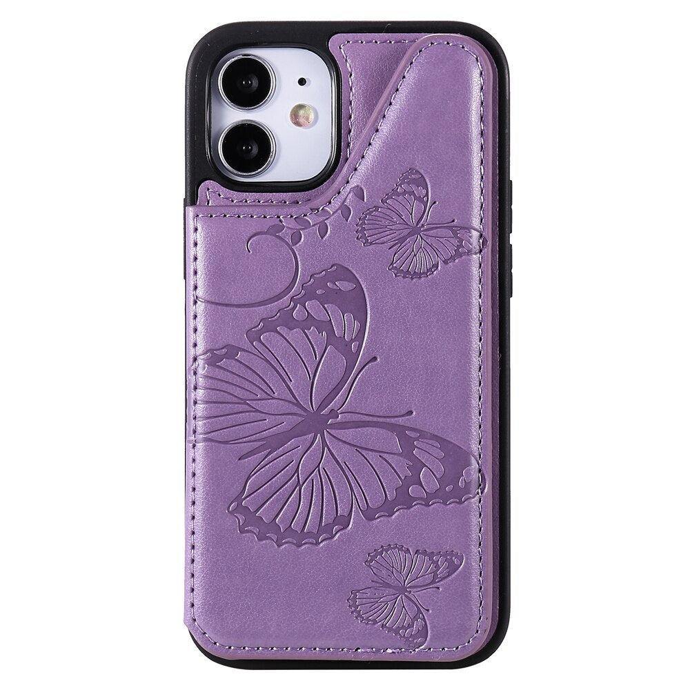 Anymob iPhone Violet 3D Butterfly Flip Leather Case Mini Wallet Book Cover