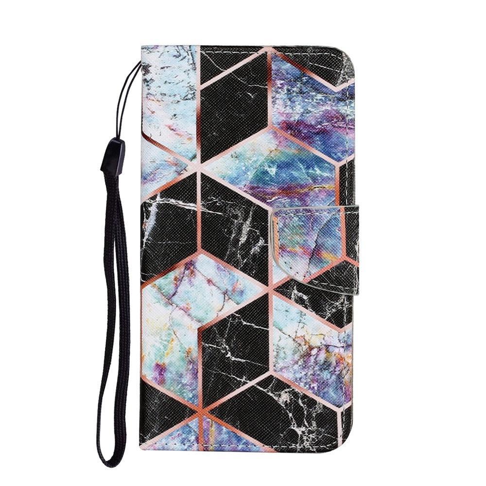 Anymob Samsung Black Geometric Painted Case Flip Wallet Leather Phone Cover