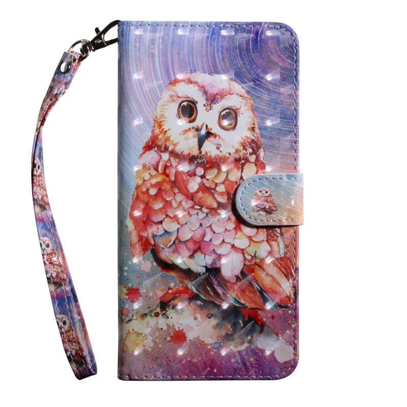 Anymob Samsung Brown Owl Leather Sparkling Case Wallet Flip Magnetic Cover