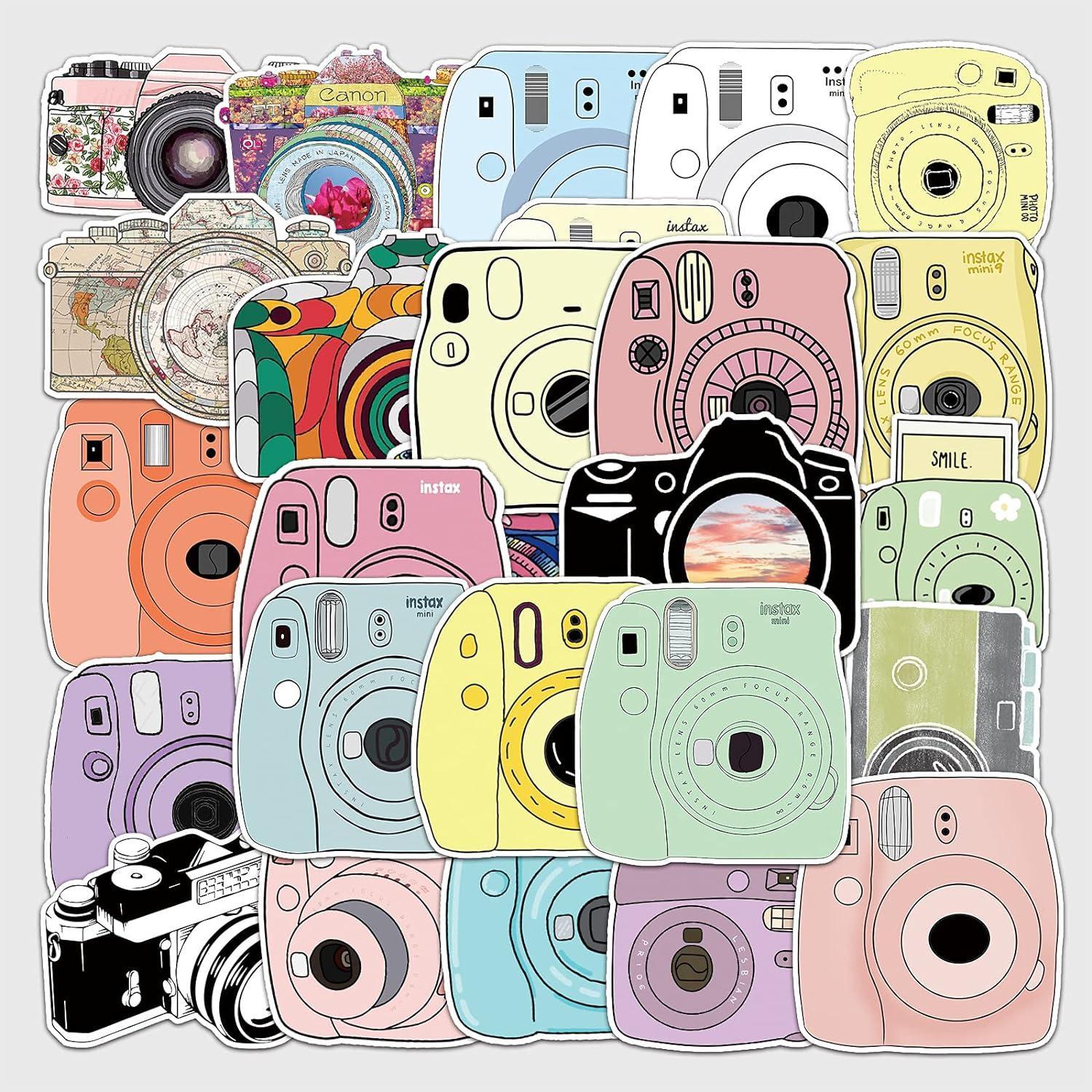 Camera Stickers - 50 Pcs Cartoon Lovely PVC Kawaii Decals Funny Vinyl Decoration DIY Decor for Teens (Camera Sticker)