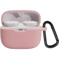 Cover for JBL T130NC TUNE Wireless Earphone Silicone Protective Cover, Portable Scratch and Shock Proof Cover with Carabiner(Pink)