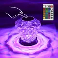 Crystal Lamp, LED Rose Diamond Dimmable Night Light with Type C Port, 16 RGB Color Changing Lamp for Living Room Office Party Dinner Decor Gift