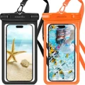 Waterproof Phone Pouch - 2 Pcs,Cell Phone Dry Bag for iPhone 14 13 12 11 Pro Max XS Plus XR,Galaxy S23 S22 S21,IPX9 Waterproof Phone Holder for Vacation Underwater Beach Essentials