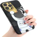 iPhone 15 Cute Case,Cool Cartoon Astronaut Space Design Stylish Bumper Soft TPU Rubber Protective Anti-Slip Shockproof Creative Case(Black Telescope)
