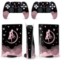 Moon Skin PS5 | Anime Magical Girl Cloud Stars | Cute Kawaii Vinyl Cover Wrap Sticker Full Set Console Controller | Compatible with Playstation 5 Disc