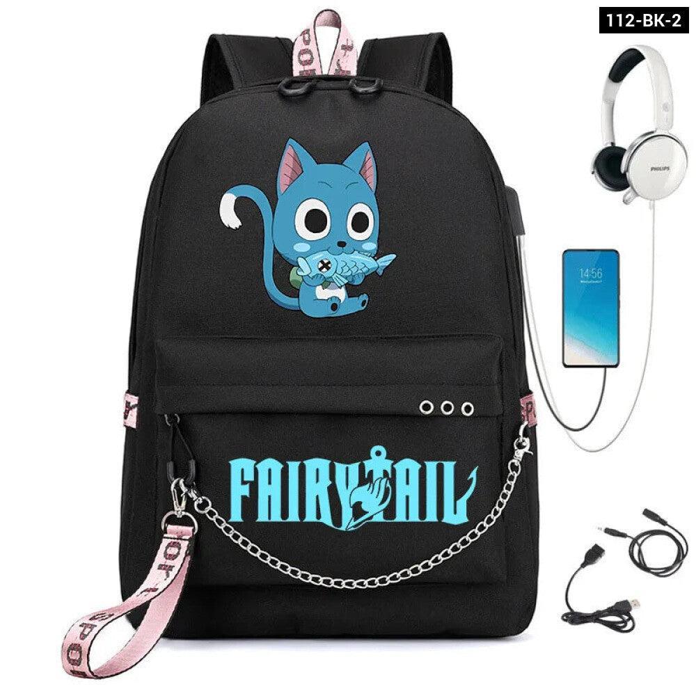 Fairy Tail Anime School Bag With Usb Port