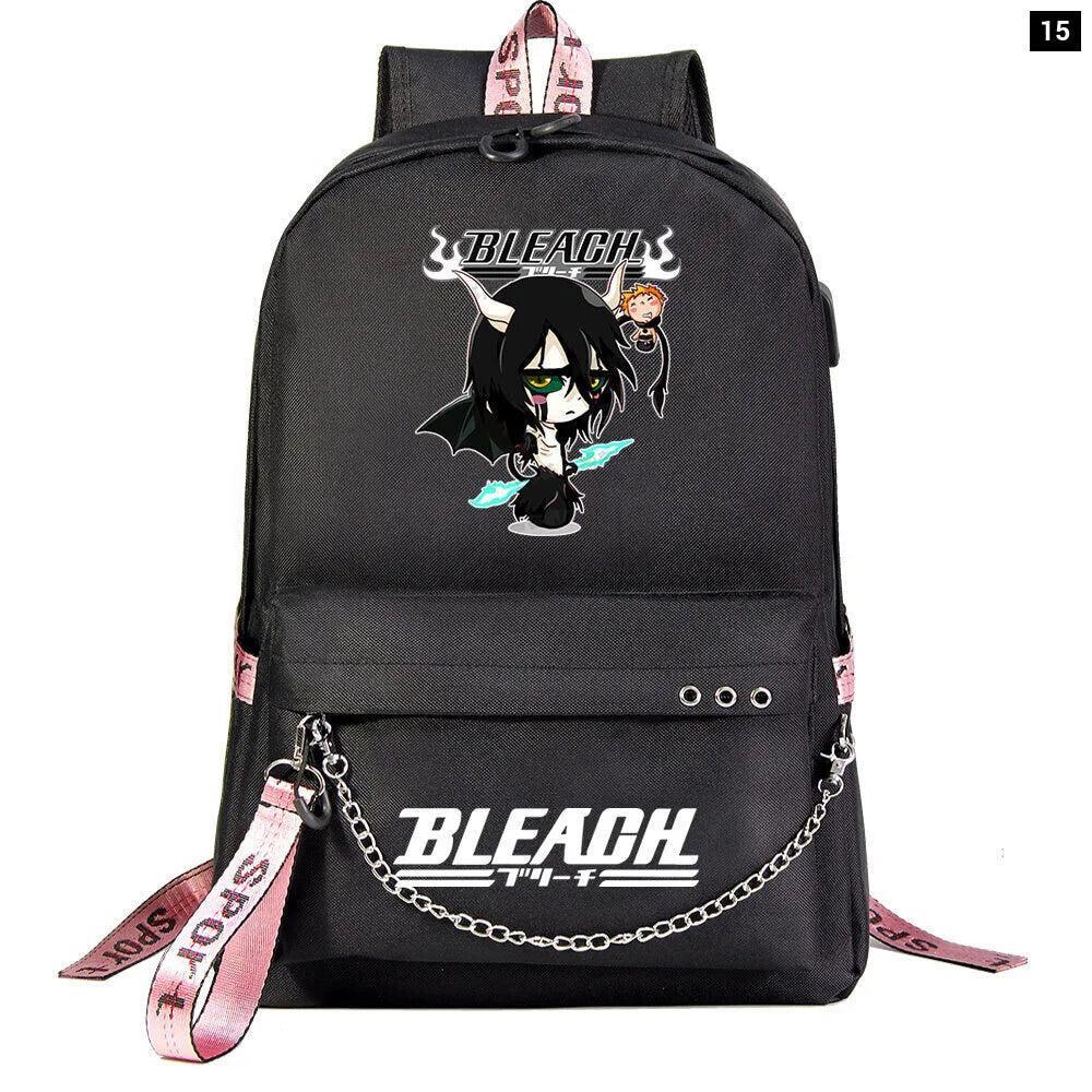 Anime Bleach Backpack Black School Book Bag