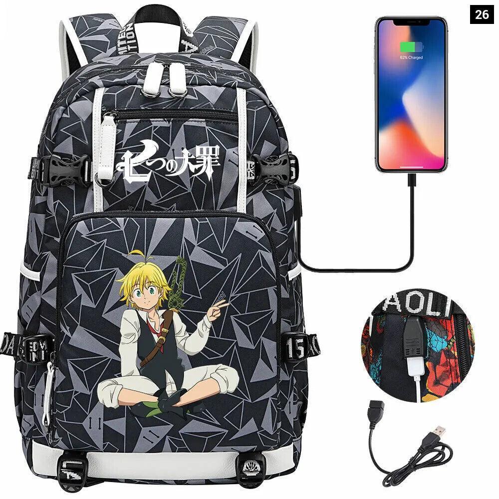 Seven Deadly Sins Usb School Backpack For