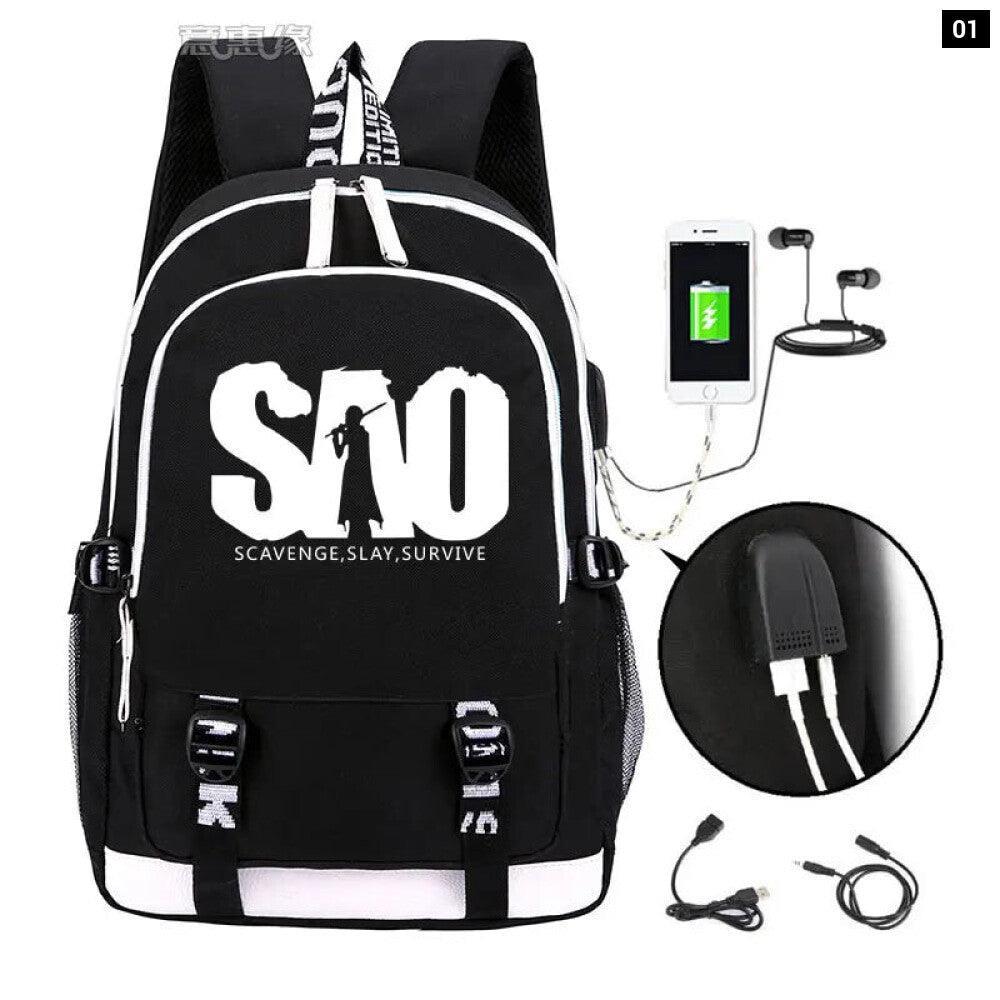 Sao Backpack Usb Laptop Bag For Teens Kirito