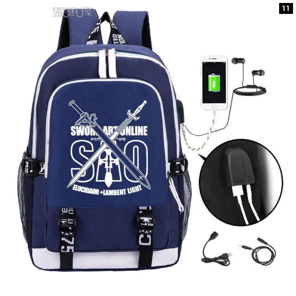 Sao Backpack Usb Laptop Bag For Teens Kirito