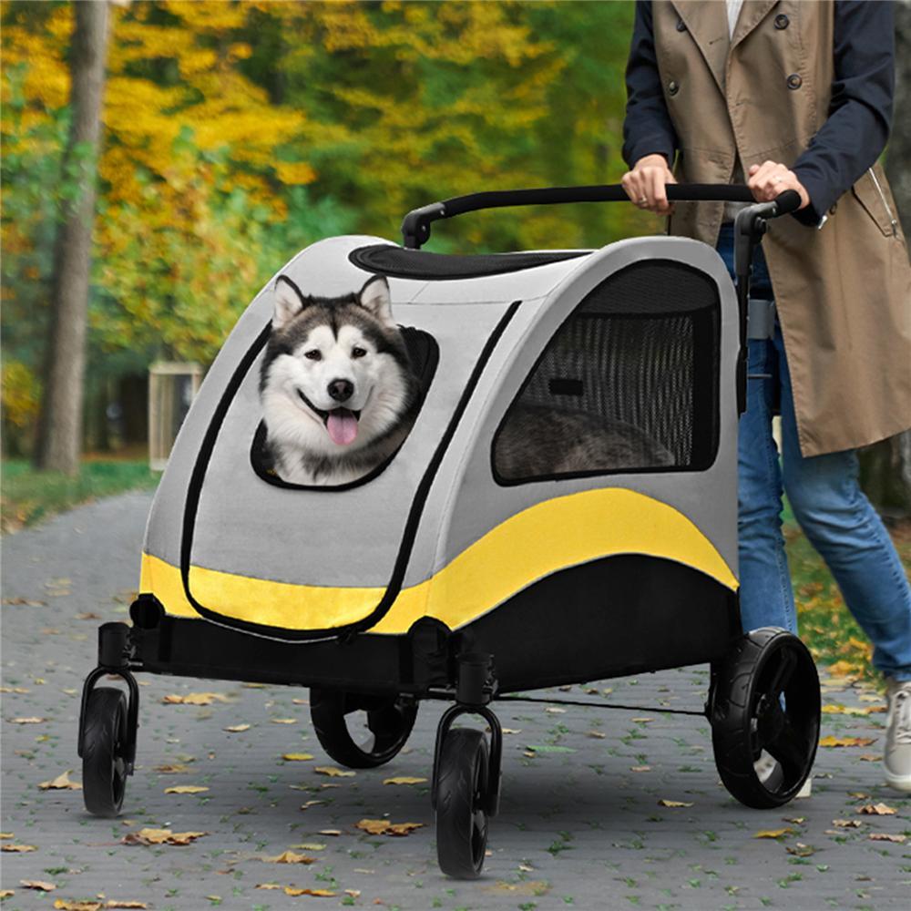 Enlarged 107cm Heavy Duty Foldable Pet Stroller Outdoor Dog Stroller Wagon Cart up to 65KG