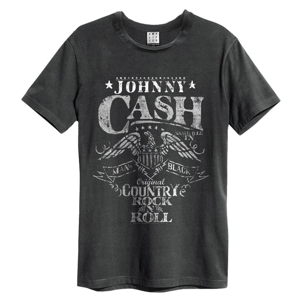 Amplified Unisex Adult Eagle Johnny Cash T-Shirt (Charcoal) (XXL)