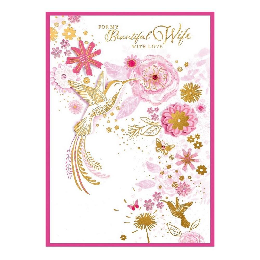 Simon Elvin Thinking Of You Isabel Garden Greetings Card (Pack of 6) (White/Pink/Gold) (One Size)