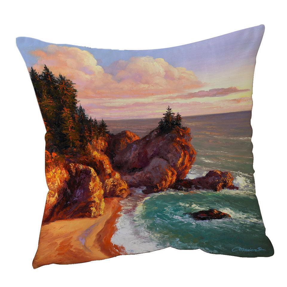 45cm x 45cm Cushion Cover Coastal Art Painting Rocky Shores