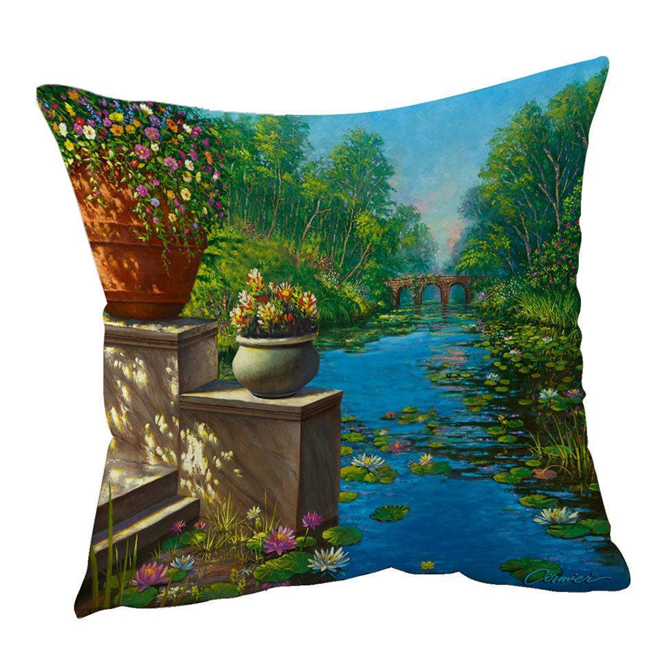 45cm x 45cm Cushion Cover Nature Art the Secret Garden and Creek