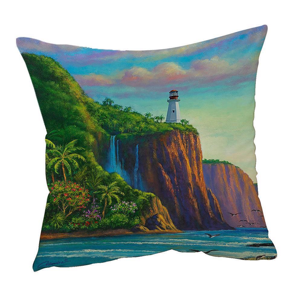 45cm x 45cm Cushion Cover Coastal Art Painting Paradise Lighthouse