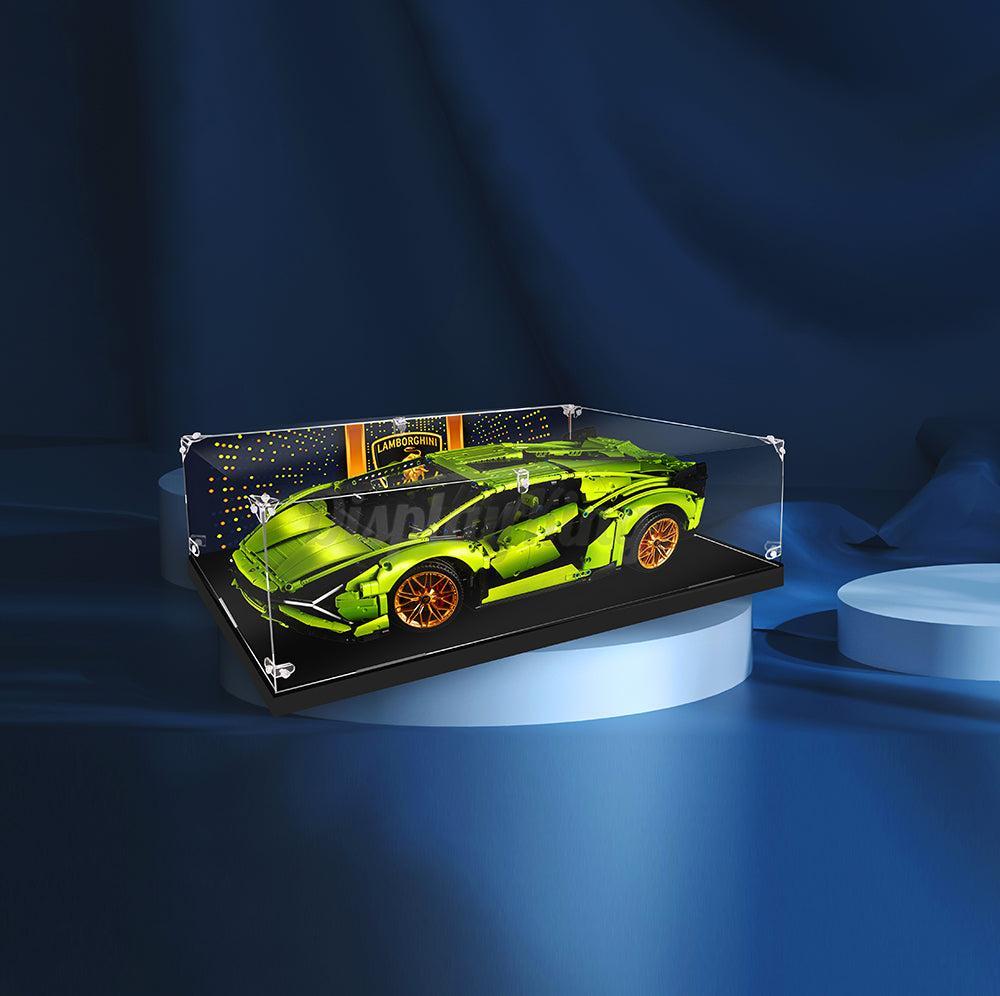 Display King - Acrylic display case with screw for LEGO Lamborghini Sian FKP 37 42115 - W/T Logo+background