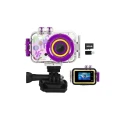 Kids Waterproof Camera Toys Outdoor Sports Camera with 32GB Memory Card -Purple