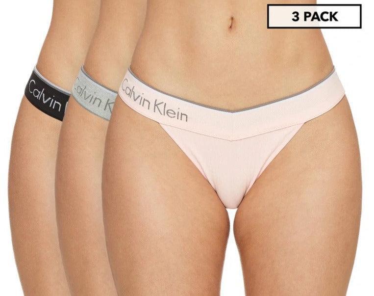 Calvin Klein Women's Surface Seamless Thong 3-Pack - Black/Grey Heather/Nymph's Thigh
