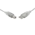 8Ware USB 2.0 Printer Cable 2m A to B Transparent Metal Sheath UL Approved UC2-PRT2