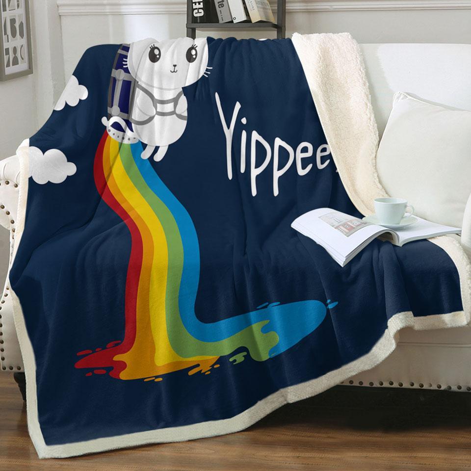 Flying Unicorn Cat Throw Blanket Couples 200cm x 200cm