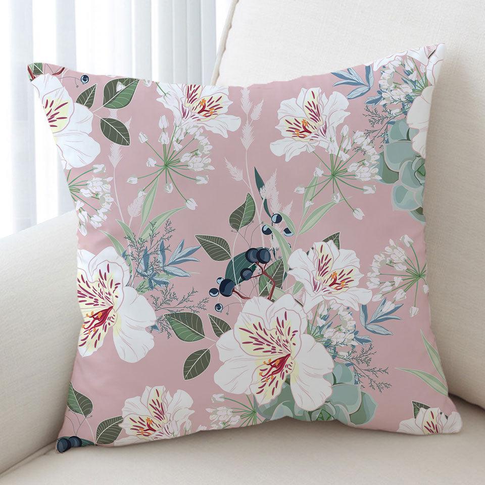 Pink under White Flowers Cushion Cushion Cover Only