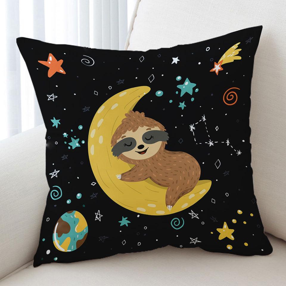 Funny Astronaut Sloth Sleeping on the Moon Cushion Cushion Cover Only