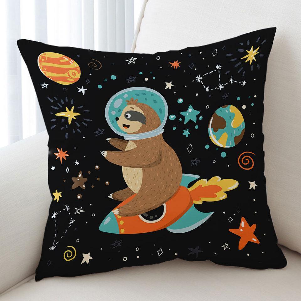 Funny Astronaut Sloth on a Rocket Cushion Cushion Cover Only