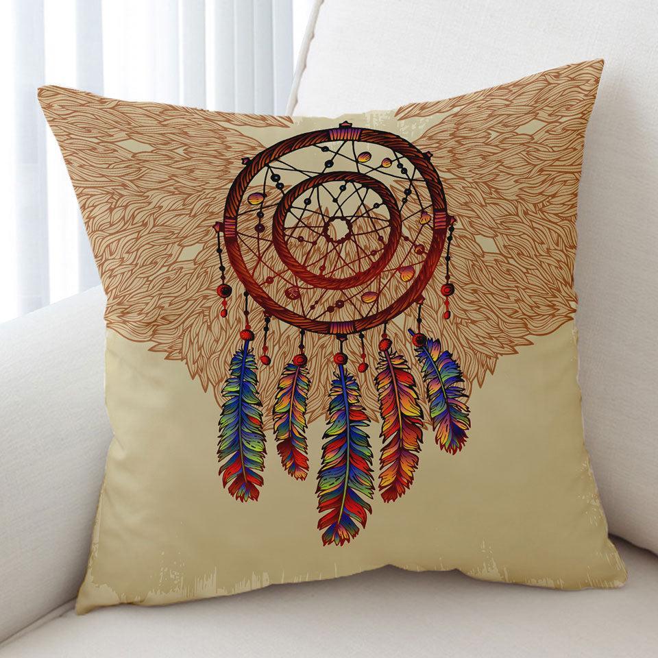Beige Native American Dream Catcher Cushion Cushion Cover Only
