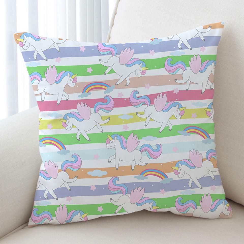 Stripes and Rainbow Unicorn Pattern Cushion Cushion Cover Only