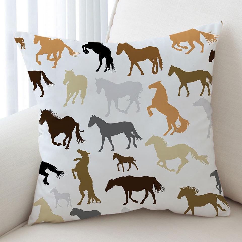 Black Grey Brown Beige Horses Pattern Cushion Cushion Cover Only