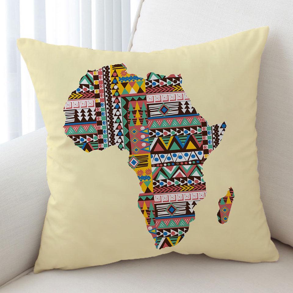 Multi Colored Patterns on Africa Map Cushion Cushion Cover Only