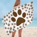 Cute Brown Dog Paw and Little Paw Pattern Microfiber Beach Towel Only