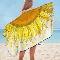 Yellow Spots and Sunflower Microfiber Beach Towel + Bag