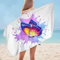 Purple Splash Art Painting Butterfly Microfiber Beach Towel Only
