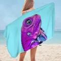 Cool Purple Dragon Lizard Microfiber Beach Towel + Bag