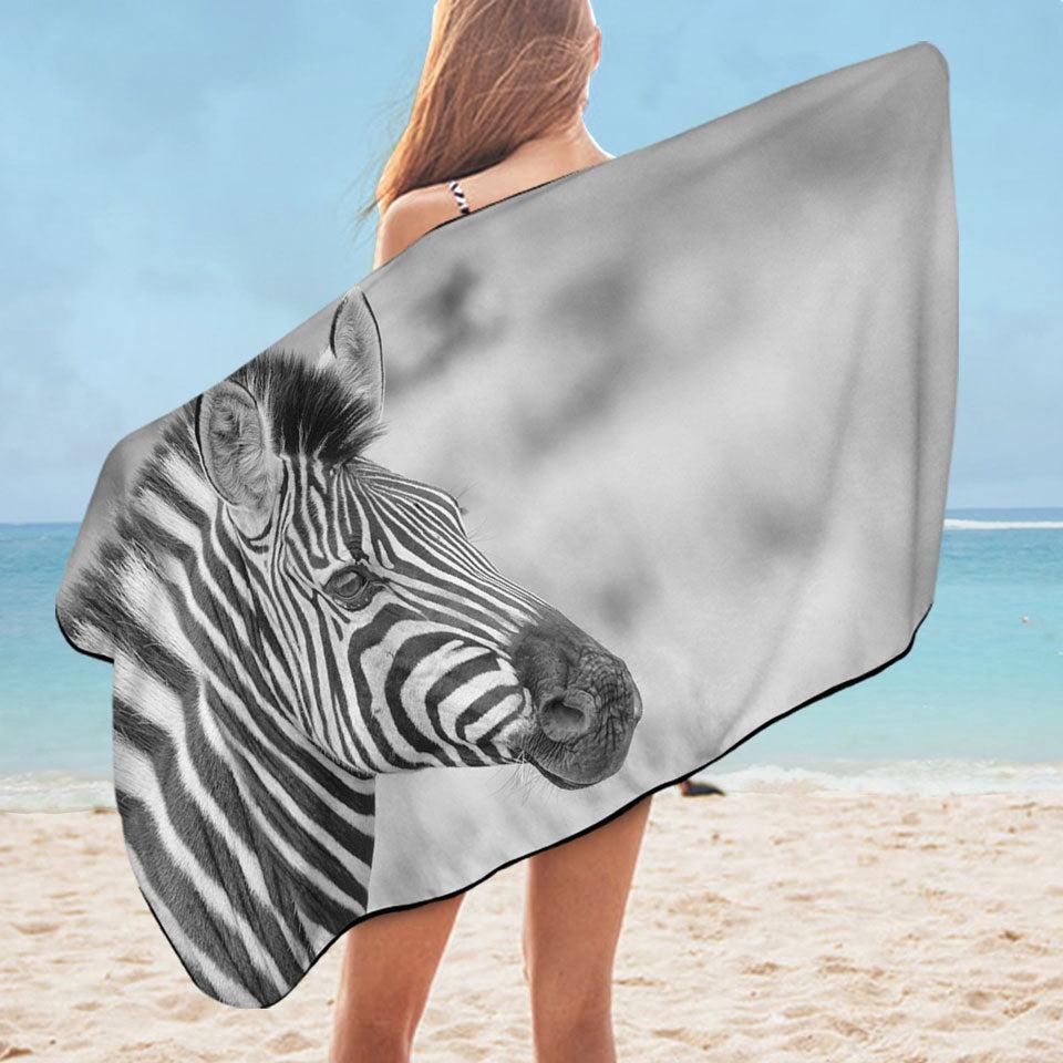 Black and White Zebra Photo Microfiber Beach Towel + Bag