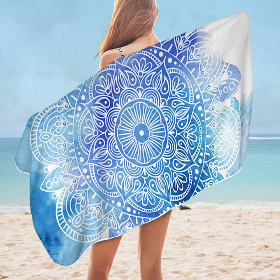 Fading Blue Purple Mandala Microfiber Beach Towel Only