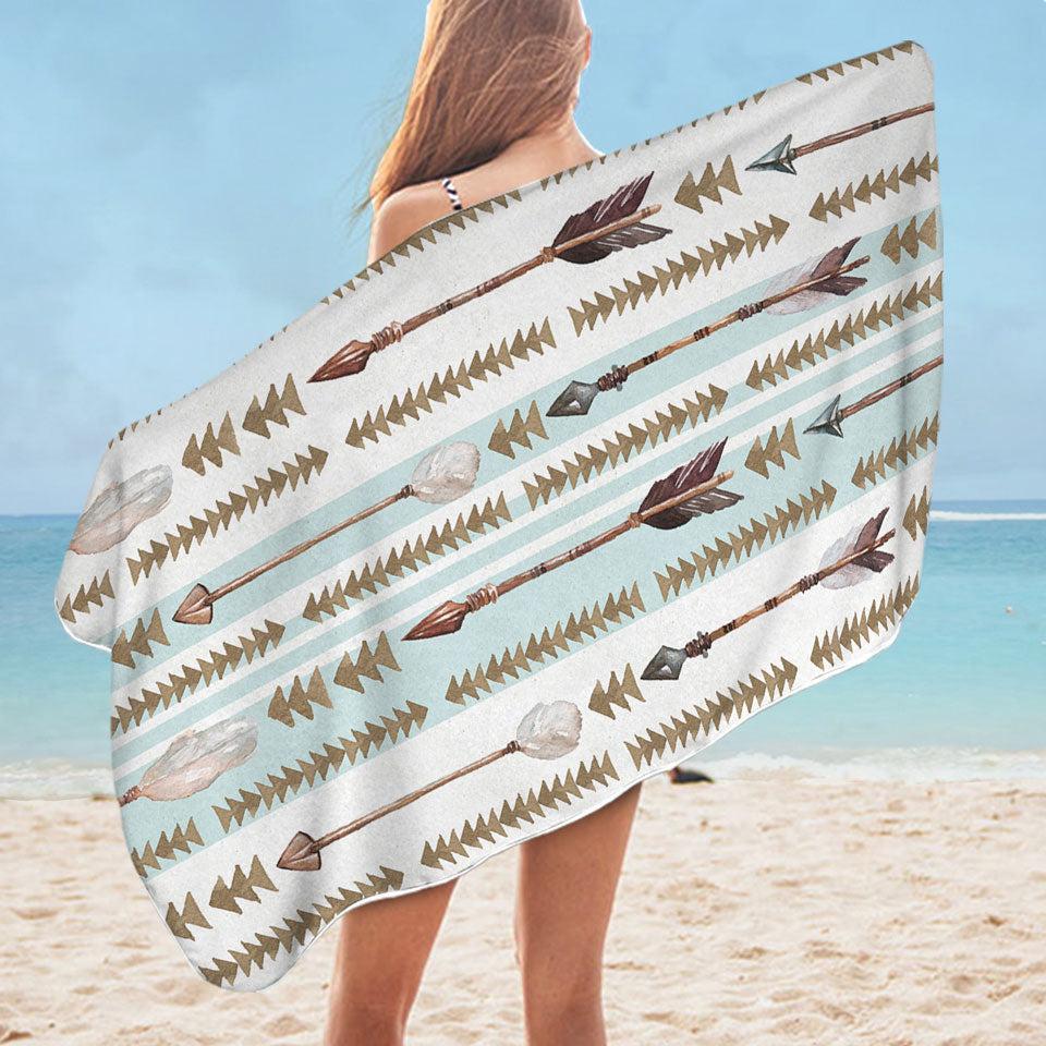 Light Blue Stripes Arrows Design Microfiber Beach Towel Only