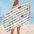 Light Blue Stripes Arrows Design Microfiber Beach Towel + Bag