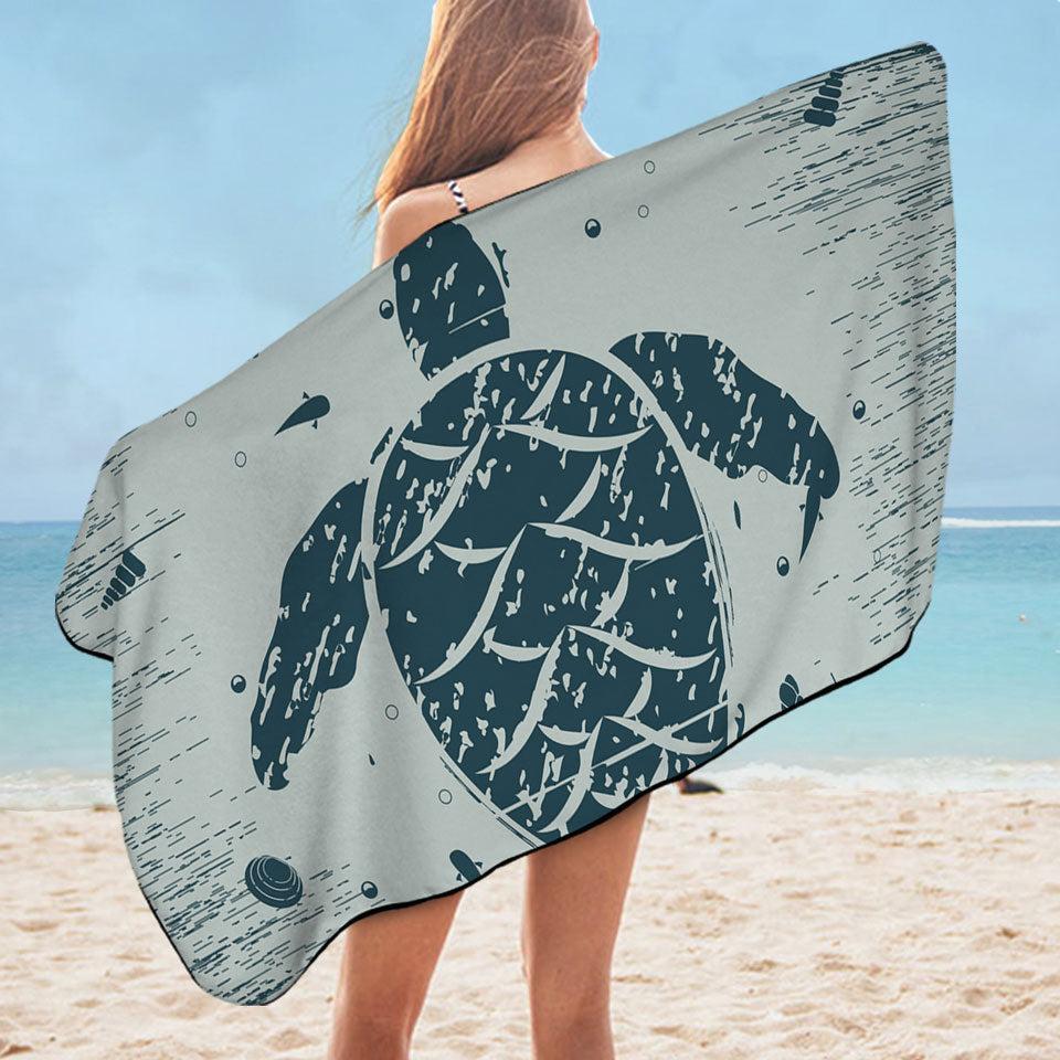Rustic Blue Lobster and Turtle Microfiber Beach Towel Only