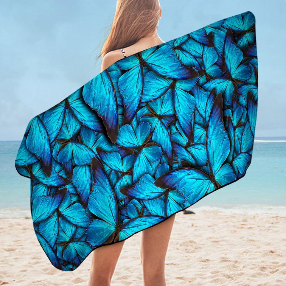 Blue Butterflies Microfiber Beach Towel Only