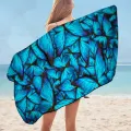 Blue Butterflies Microfiber Beach Towel + Bag