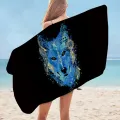 Native American Blue Wolf Microfiber Beach Towel Only
